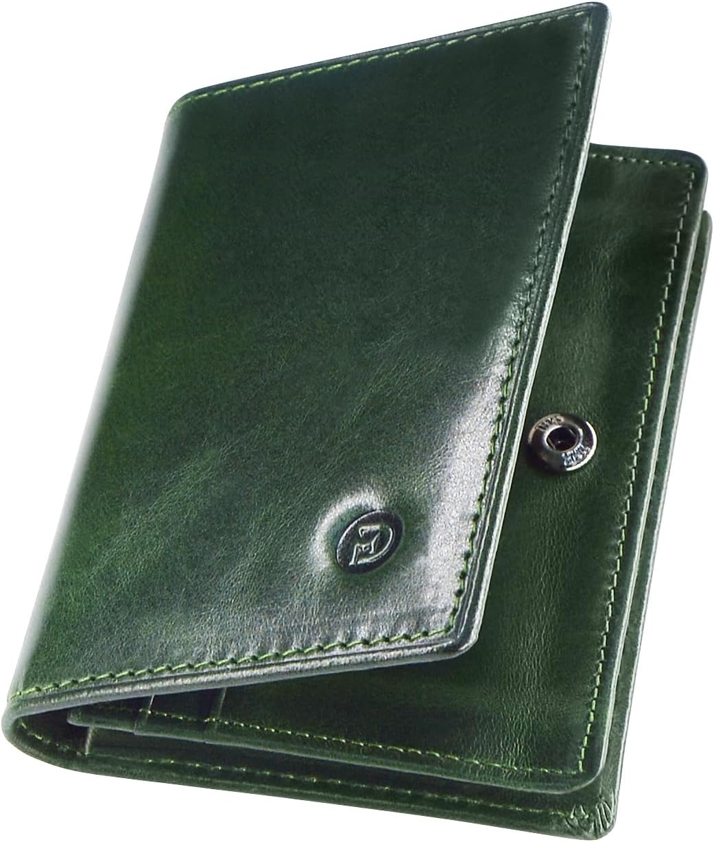 Modiko Men's Business Card Holder, Genuine Leather, Made in Japan, Himeji Leather, Large Capacity, 60 Pieces, 6 Pockets, No Breaking, Snap Button, Easy to Access, Yellow, green