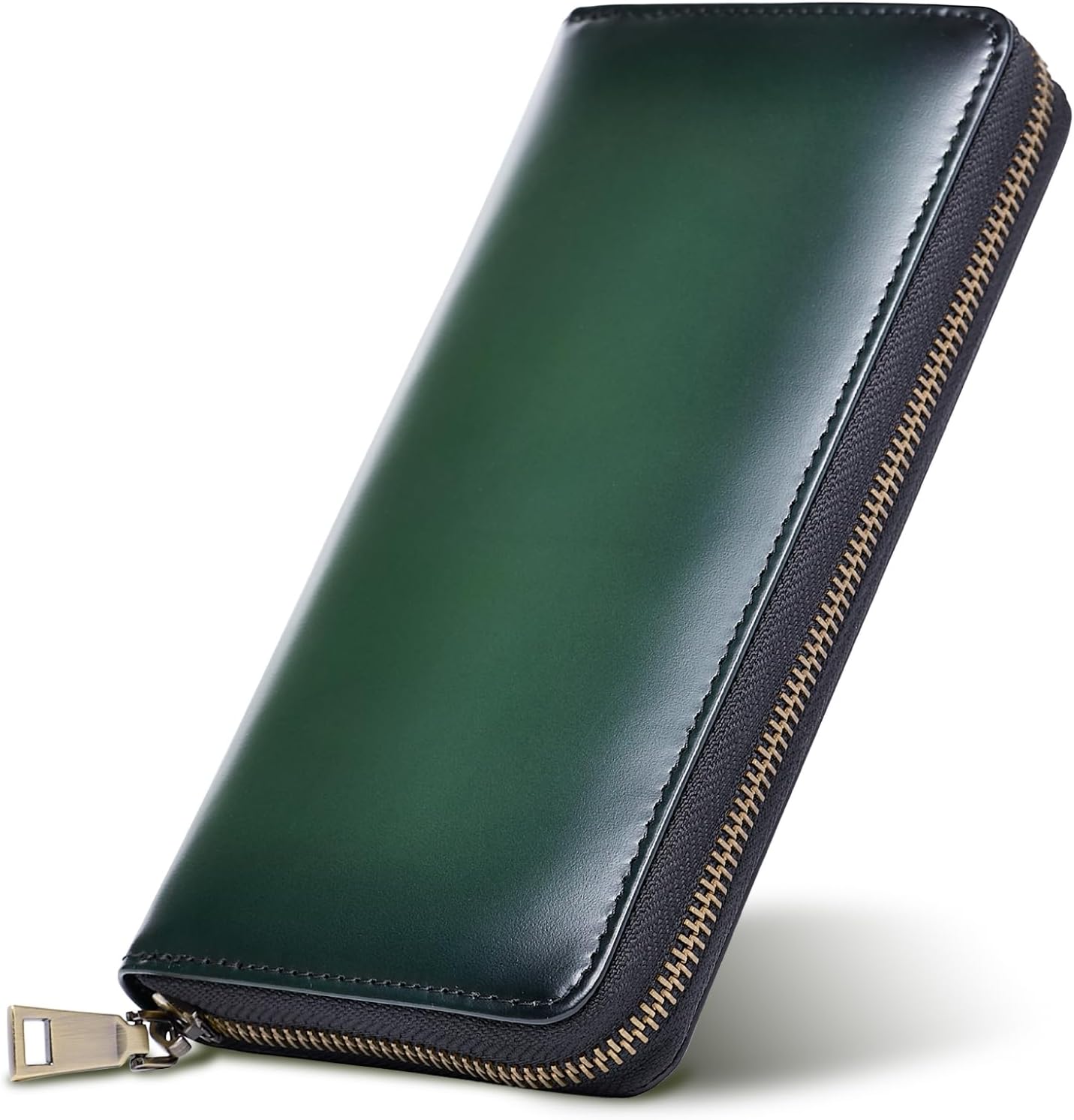 Tokyo Shimomachi Kobo Men's Long Wallet, Genuine Leather [Hand-Dyed Finish], Made in Japan, Gradient Leather, High-Quality, Slim, Large Capacity, Card Storage, Round Zipper, Gift, Present, red