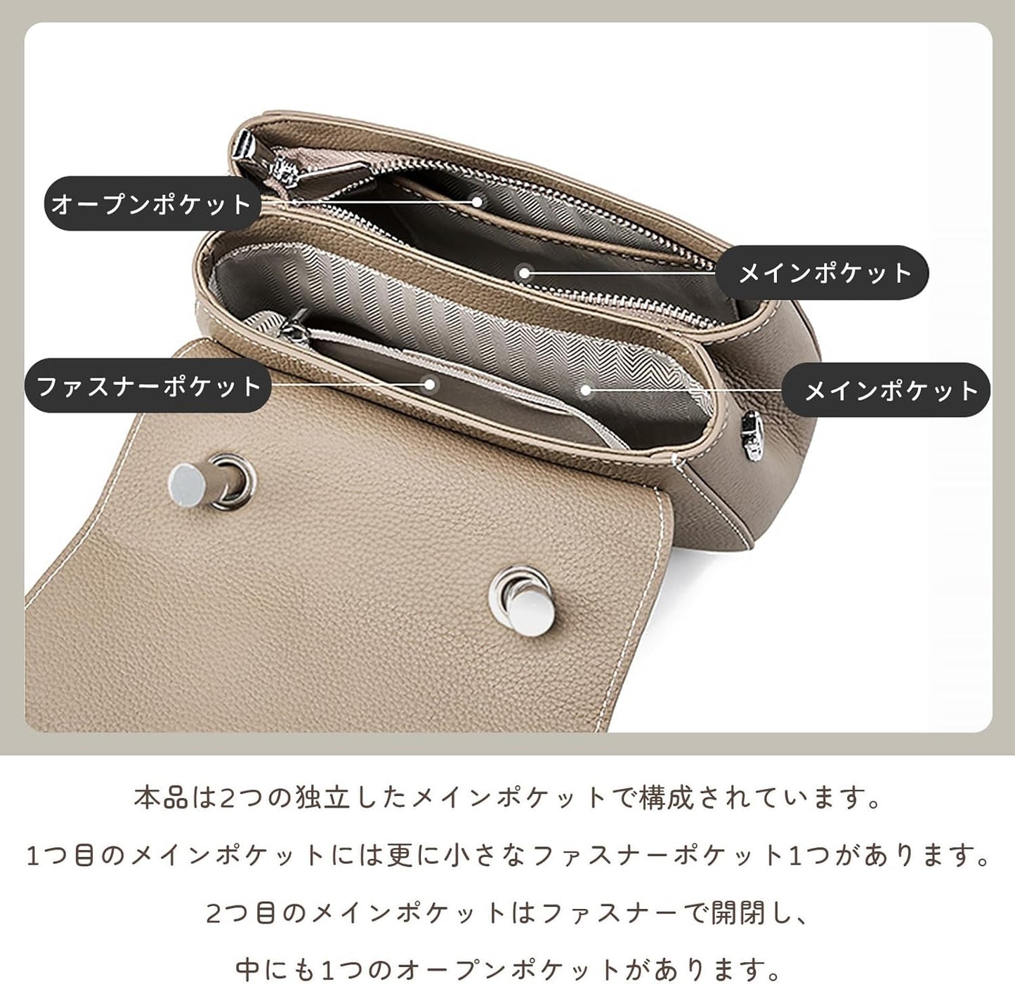 MFFOR Women's Shoulder Bag, Genuine Leather, 2-Way Handbag, Crossbody Bag, Mini Shoulder Bag, Lightweight, Compact, Casual, Simple, Stylish, Cross-Handheld, Popular, Commuting to Work