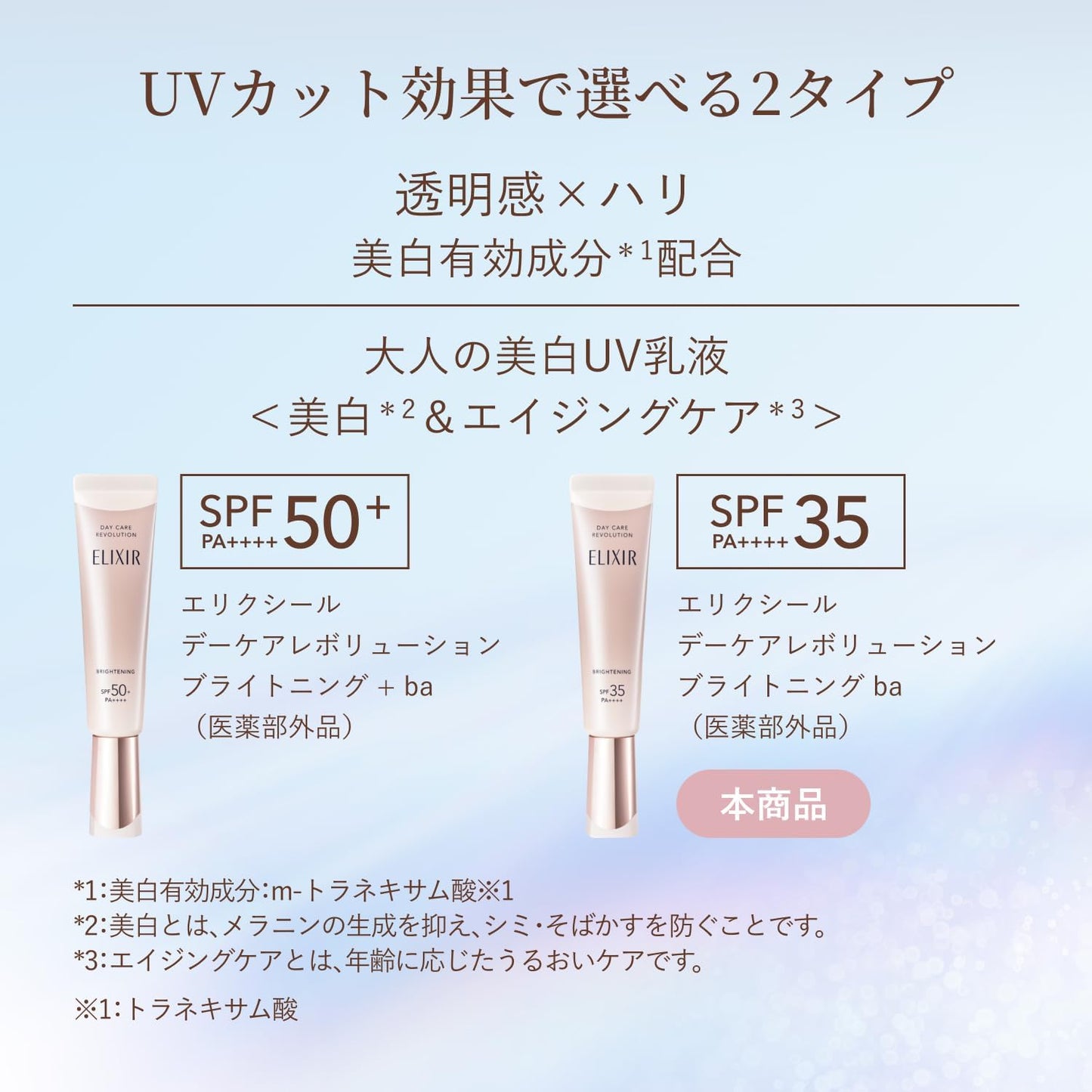 ELIXIR Daycare Revolution Brightening ba 1.2 fl oz (35 ml) Quasi-drug UV Milky Lotion, Morning, Daytime, Sunscreen, Hari, Moisture, SPF35 PA++++, Aging Care, White, Shiseido