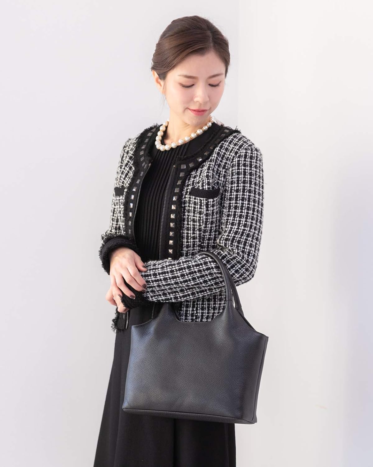 Imai Bag 2386 Women's Formal Handbag, Tote Bag, Large Capacity, Made in Japan, Genuine Leather, Cowhide Leather, Black, Black, Formal, School Entrance Ceremony, Graduation Ceremony, Mother's Day