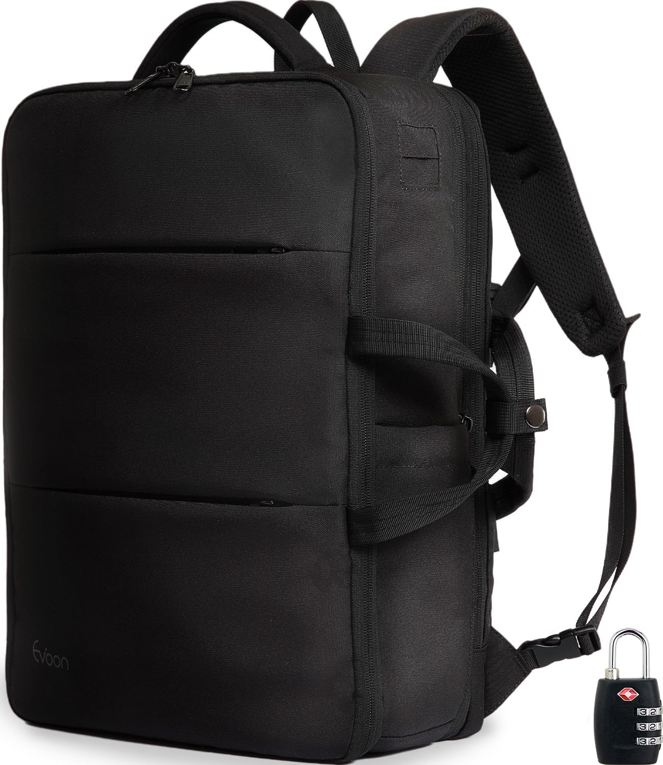 Evoon Men's Multi Business Backpack 4.0 Rucksack, Business Backpack, 9.8 gal (35 L), Large Capacity, Travel Bag, Expansion Function, Water Repellent, USB, 15.6 inch