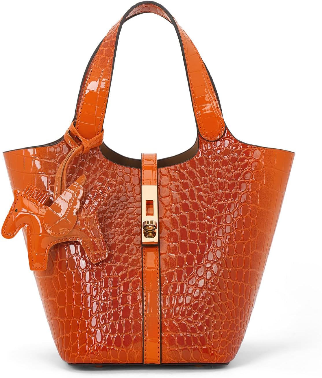 Women's Leather Tote Bag, Small, Cute, Fashionable, Large Capacity, Lightweight, Commuting, Popular, High Visibility, Simple, Soft, Freestanding, Inner Pocket Included, Charm Included