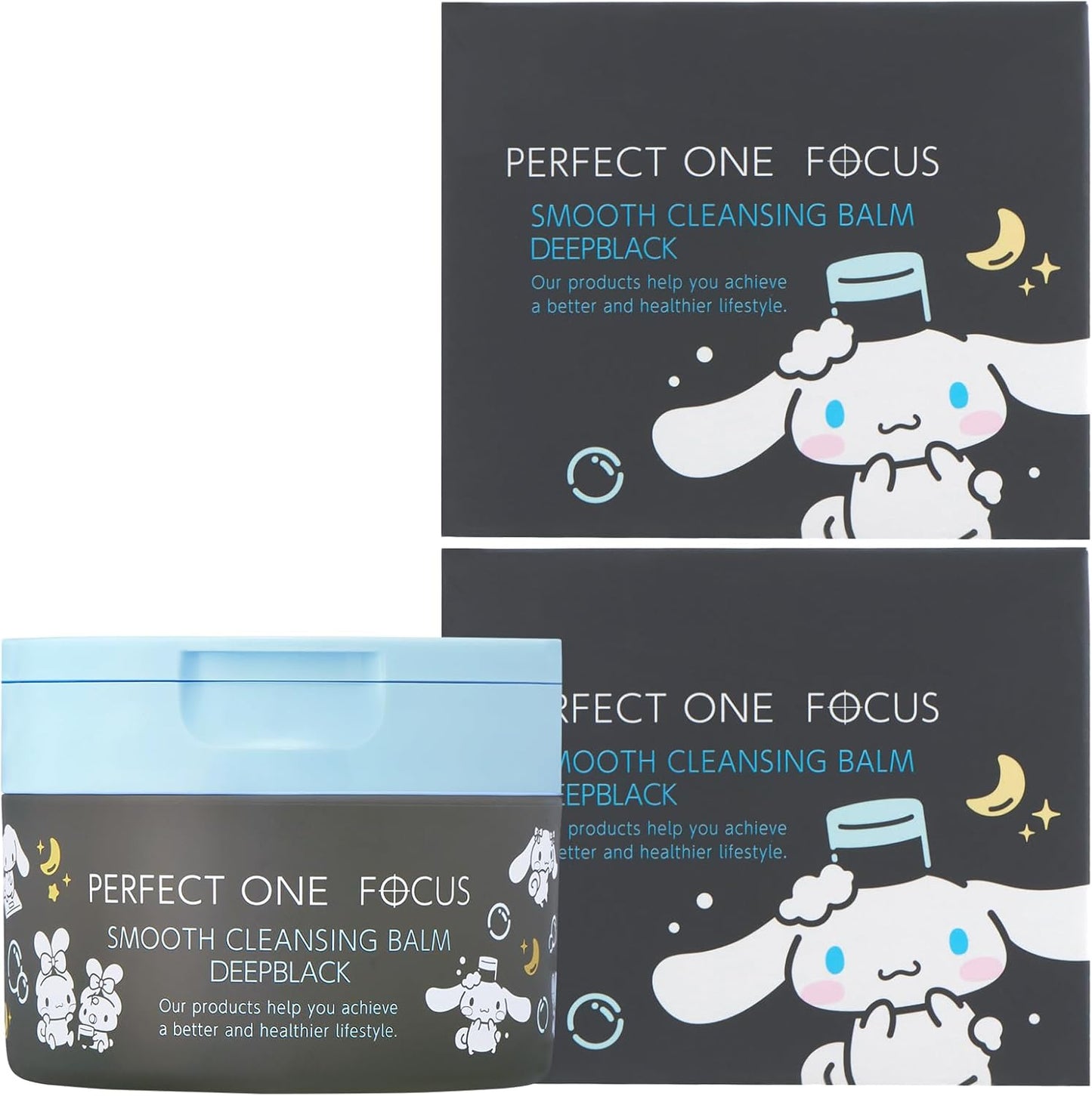 Perfect One Focus Smooth Cleansing Balm Deep Black, 2.6 oz (75 g), No Need for Multiple Face Care Products, Eyelash Extensions OK, Cleans Pores, Blackheads, Exfoliating Care
