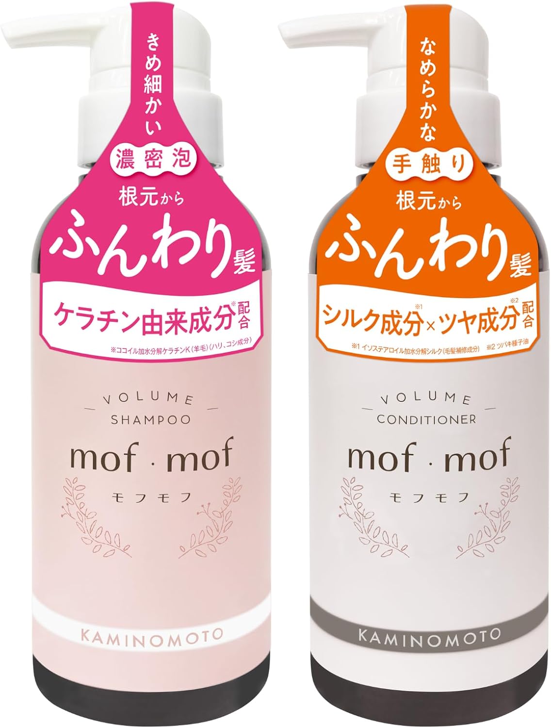 Kaminoto mof, Mof, Volumizing Shampoo & Volume Up Conditioner Set (10.1 fl oz (300 ml) each, White Floral Scent