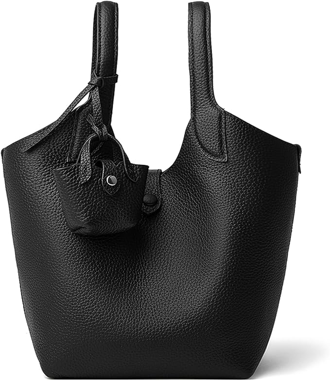 MFFOR Women's Handbag, Shoulder Bag, 2-Way, Genuine Leather, Inner Bag Included, Mini Pouch Included, Adjustable Length, Large Capacity, Casual, Commuting, Simple, Stylish