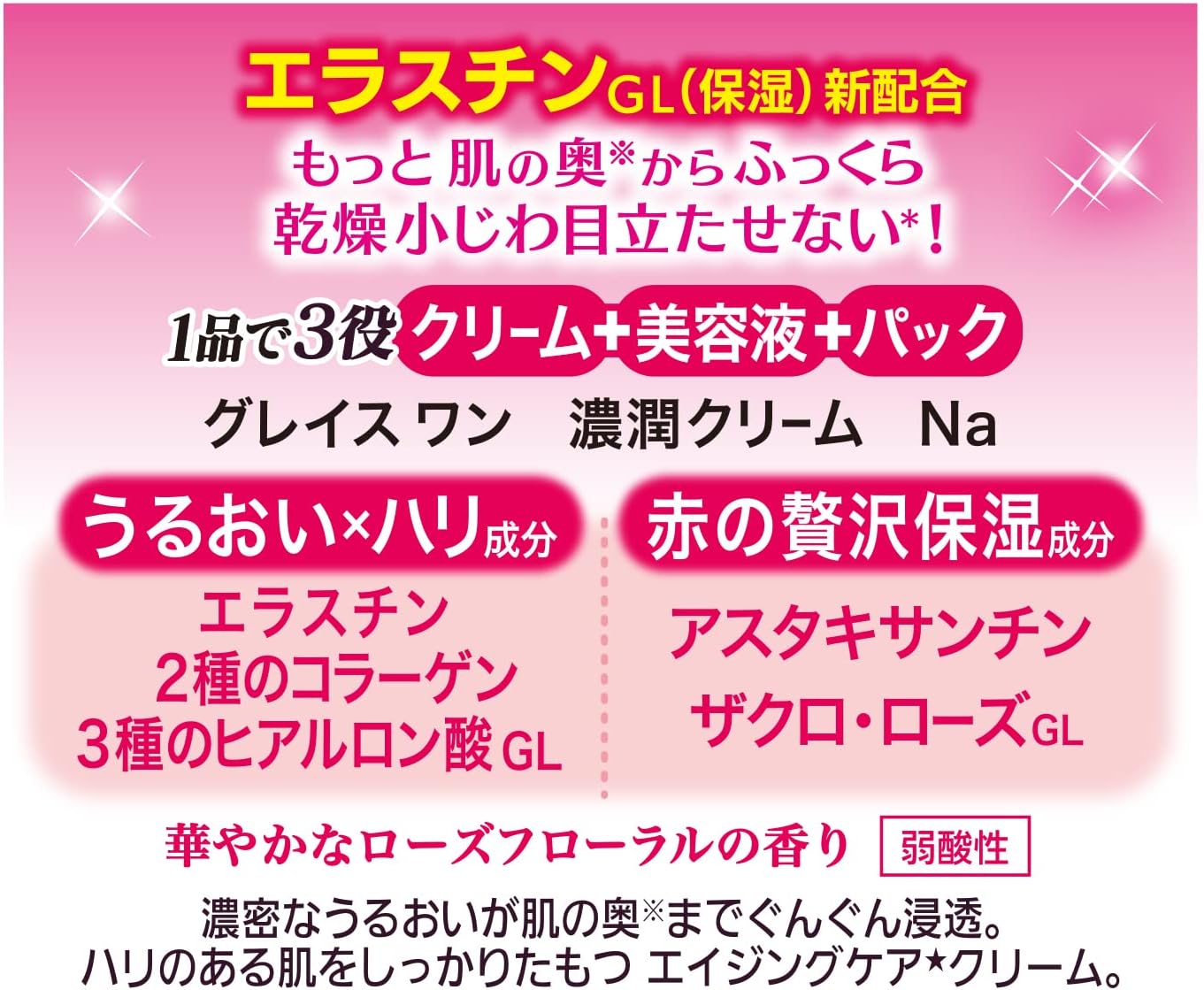 GRACE ONE Rich Cream 100g + Bonus Nose Keratotic Plug Pack KOSE Kose Anti-Aging Moisturizing Face Sensitive Skin