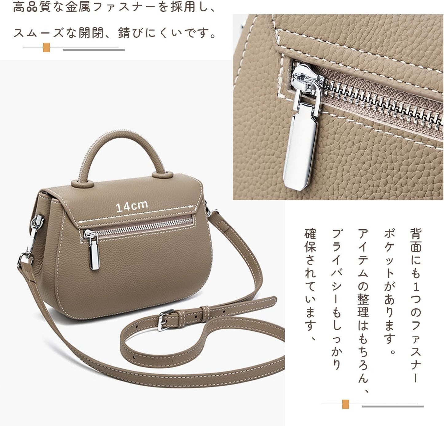 MFFOR Women's Shoulder Bag, Genuine Leather, 2-Way Handbag, Crossbody Bag, Mini Shoulder Bag, Lightweight, Compact, Casual, Simple, Stylish, Cross-Handheld, Popular, Commuting to Work