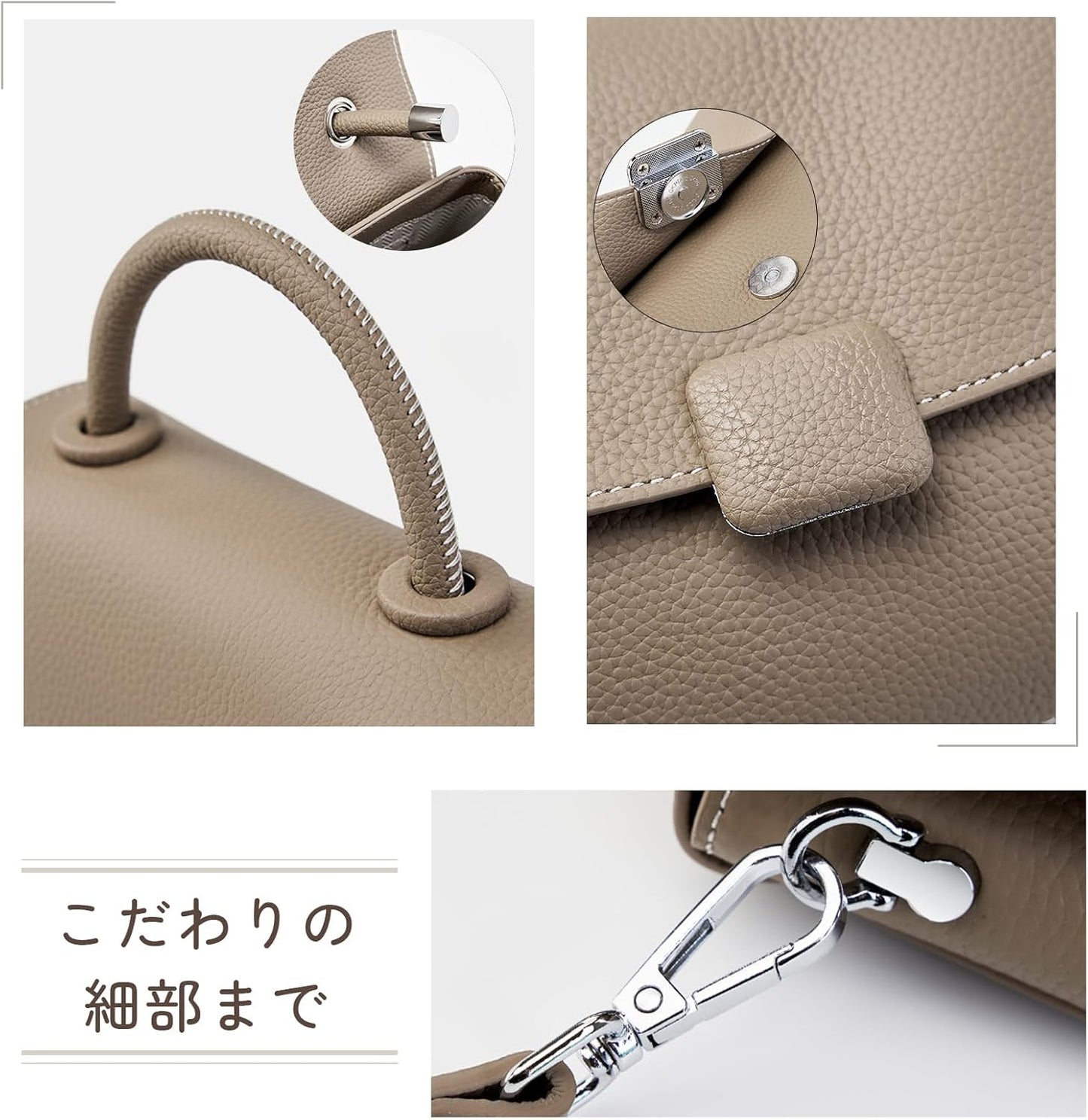 MFFOR Women's Shoulder Bag, Genuine Leather, 2-Way Handbag, Crossbody Bag, Mini Shoulder Bag, Lightweight, Compact, Casual, Simple, Stylish, Cross-Handheld, Popular, Commuting to Work