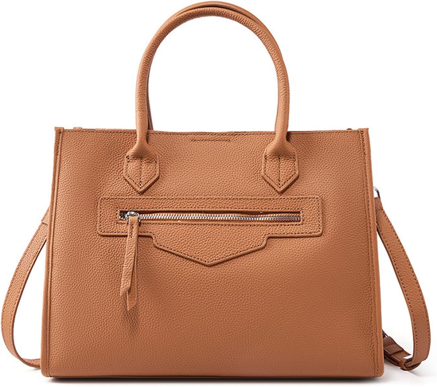 MFFOR Genuine Leather Women's 2-Way Commuting Bag Shoulder Bag with Studded Bottom Large Capacity Square Elegant Business Soft Handbag Hand-held Diagonal Shoulder Strap Casual Popular Crossbody Bag