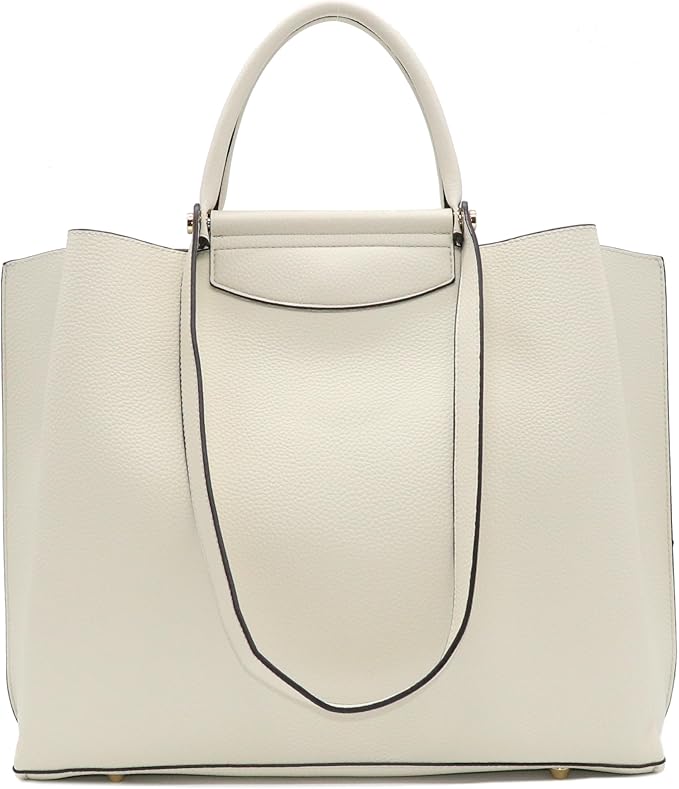 Guscio Italy 171033 2-Way Tote Bag Featured in Oggi Magazine, High-Quality PU Leather, Elegant Square Handbag with Bit Parts for Women