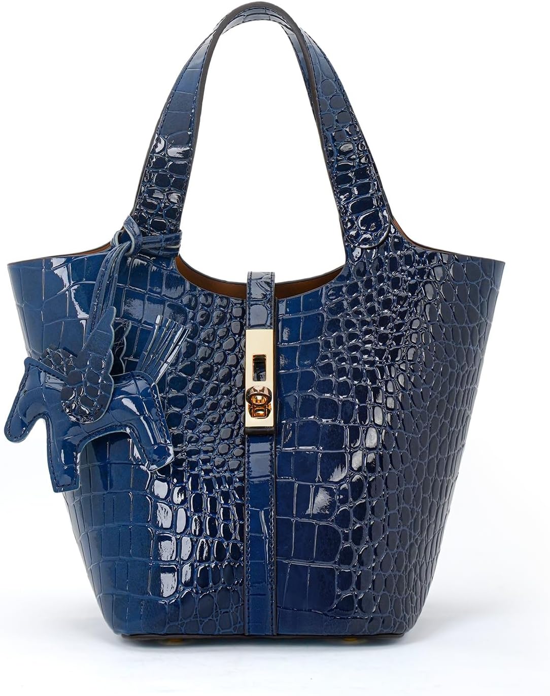 Women's Leather Tote Bag, Small, Cute, Fashionable, Large Capacity, Lightweight, Commuting, Popular, High Visibility, Simple, Soft, Freestanding, Inner Pocket Included, Charm Included