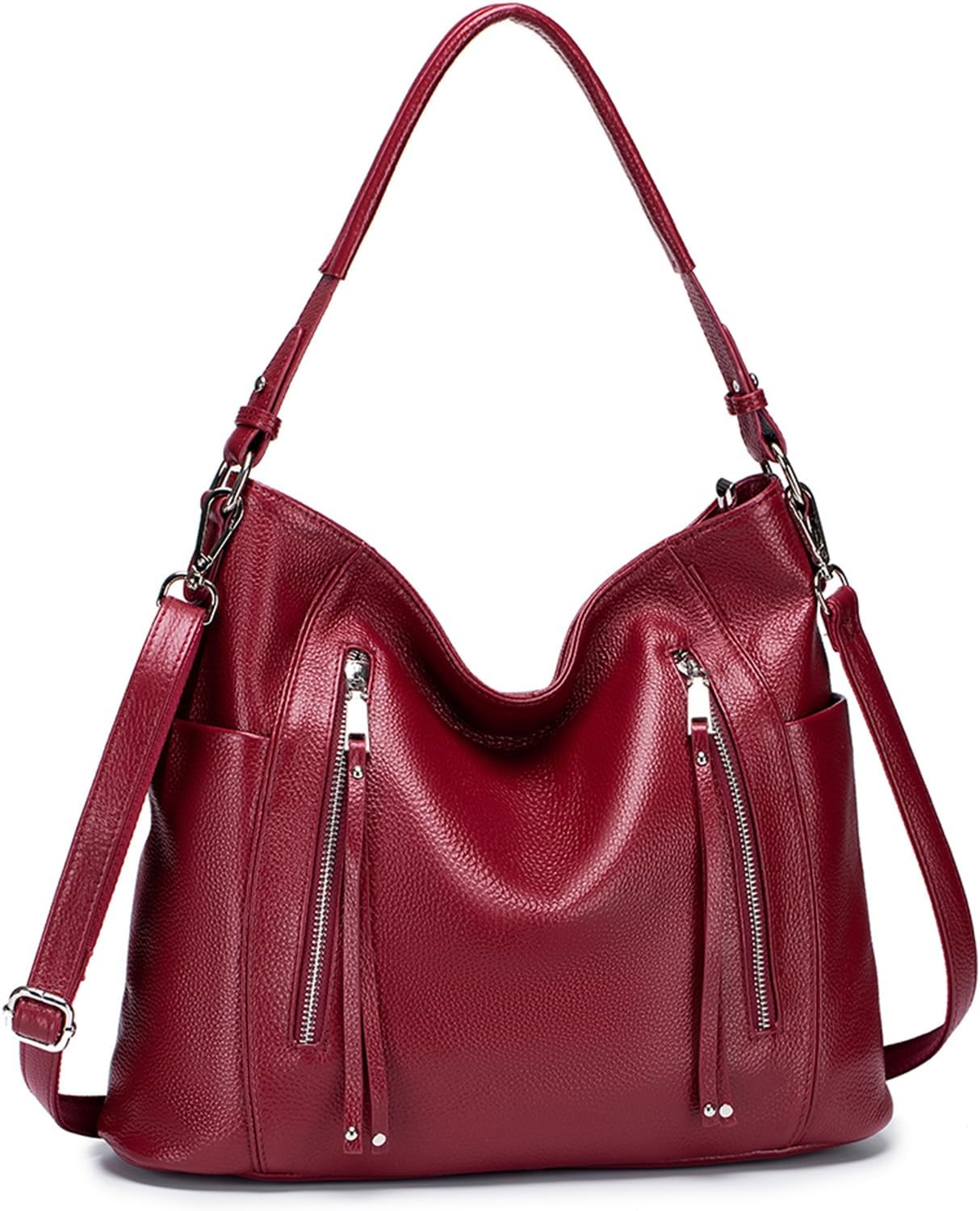 MFFOR Women's Shoulder Bag, Genuine Leather, Large Capacity, Tote Bag, Many Pockets, Handbag, Business Bag, High-End Look, Office, Commute, School, Simple, Casual, Popular