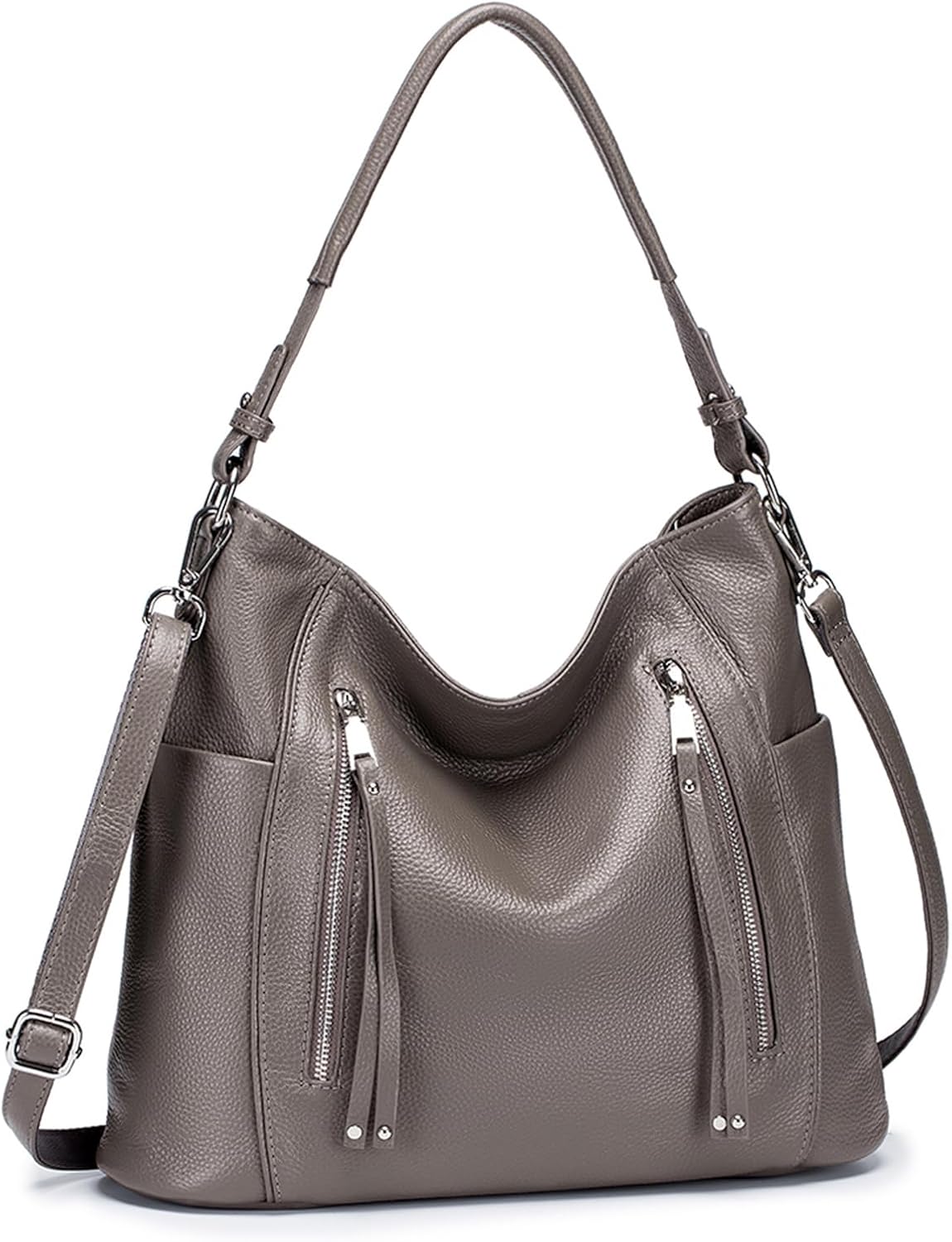 MFFOR Women's Shoulder Bag, Genuine Leather, Large Capacity, Tote Bag, Many Pockets, Handbag, Business Bag, High-End Look, Office, Commute, School, Simple, Casual, Popular