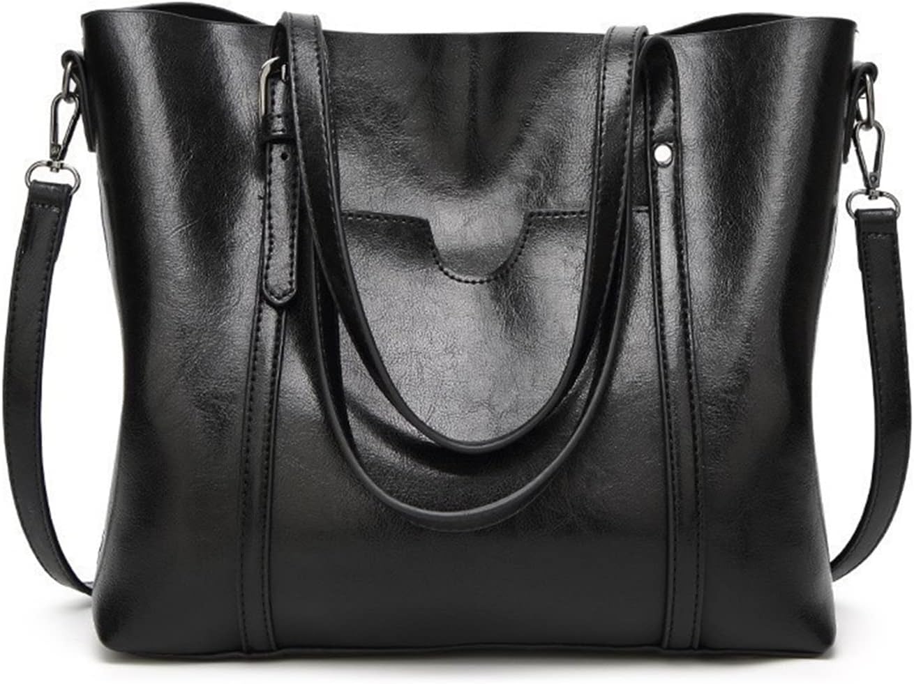 Women Leather Handbag Luxury Lady Tote Bag Portable Shoulder Bag (Color: Green, Size: 32x26x12cm)