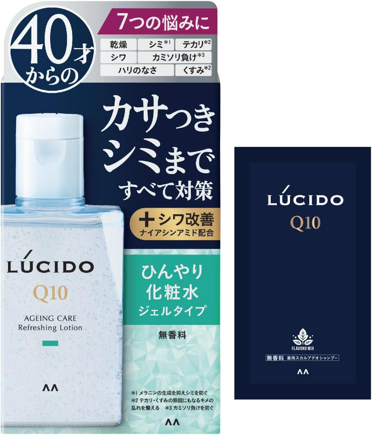 【Amazon.co.jp Exclusive】 LUCIDO (Lucido) [Over-the-counter Drug] Medicated Total Care Facial Lotion for Men, Skin Care, Moisturizing, Unscented Set 110ml + Sample Included