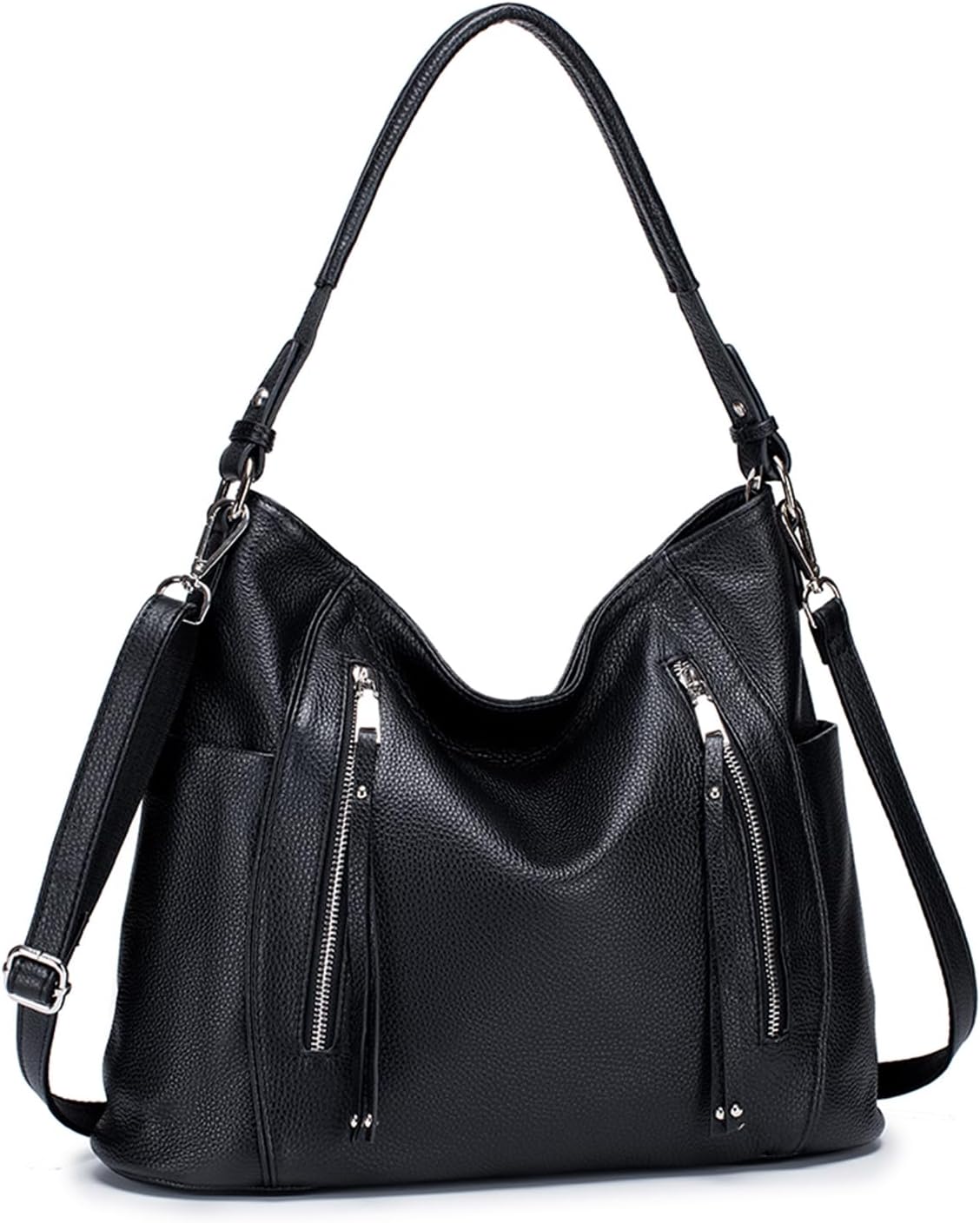 MFFOR Women's Shoulder Bag, Genuine Leather, Large Capacity, Tote Bag, Many Pockets, Handbag, Business Bag, High-End Look, Office, Commute, School, Simple, Casual, Popular