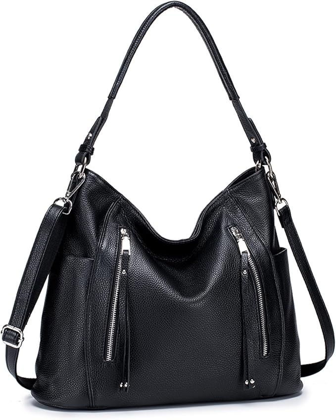 MFFOR Women's Shoulder Bag, Genuine Leather, Large Capacity, Tote Bag, Many Pockets, Handbag, Business Bag, High-End Look, Office, Commute, School, Simple, Casual, Popular