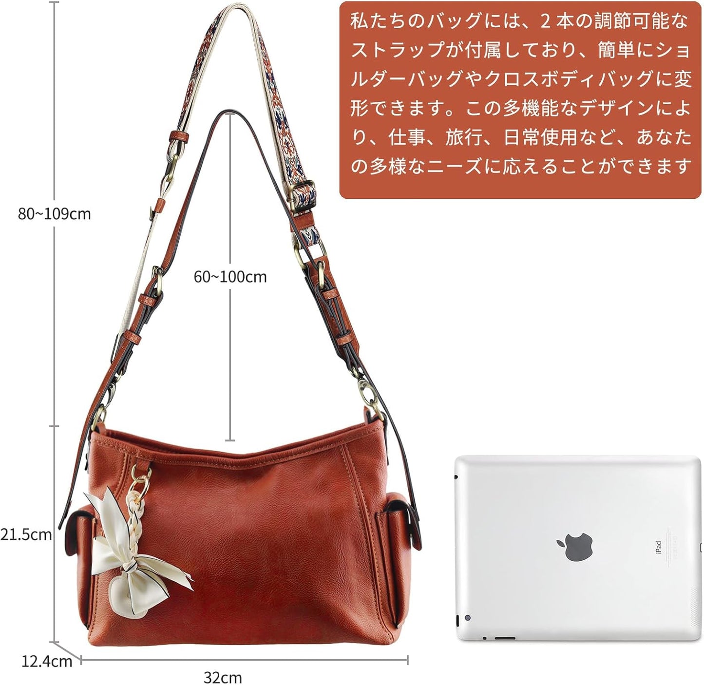 KITATU Shoulder Bag for Women, Tote Bag, Crossbody Bag, Handbag, Shoulder Bag, Bag, Crossbody, 2-Way, Stylish, Large Capacity, Soft, Simple, Casual, Hand-held, Popular, for Work