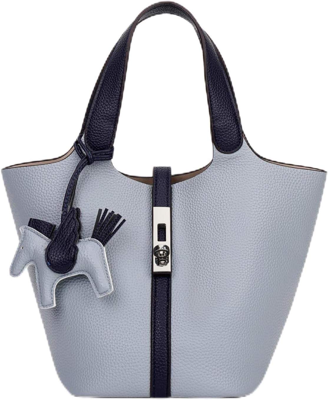 Women's Leather Tote Bag, Small, Cute, Fashionable, Large Capacity, Lightweight, Commuting, Popular, High Visibility, Simple, Soft, Freestanding, Inner Pocket Included, Charm Included