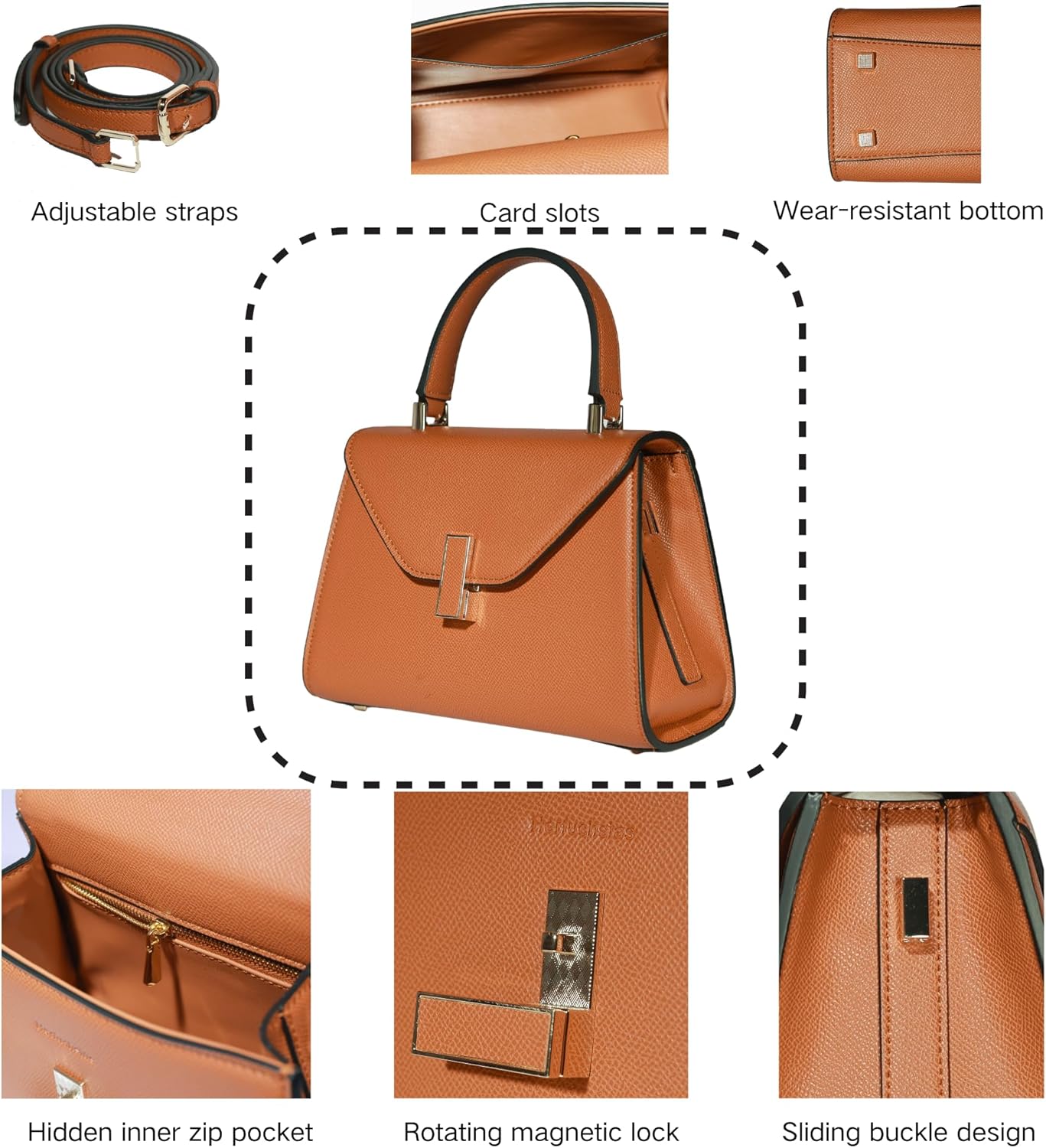 Herfuchsias samll hand bag Genuine Leather Bag for Women