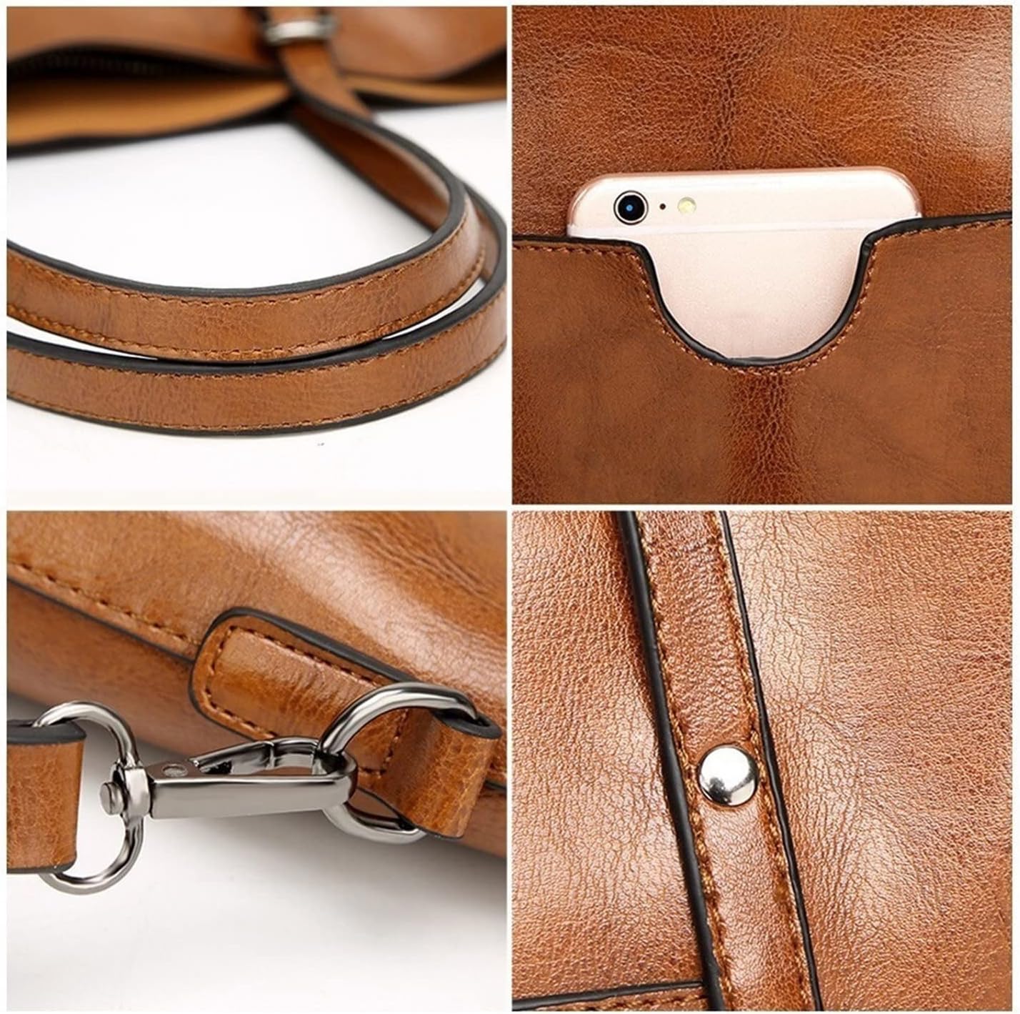 Women Leather Handbag Luxury Lady Tote Bag Portable Shoulder Bag (Color: Green, Size: 32x26x12cm)