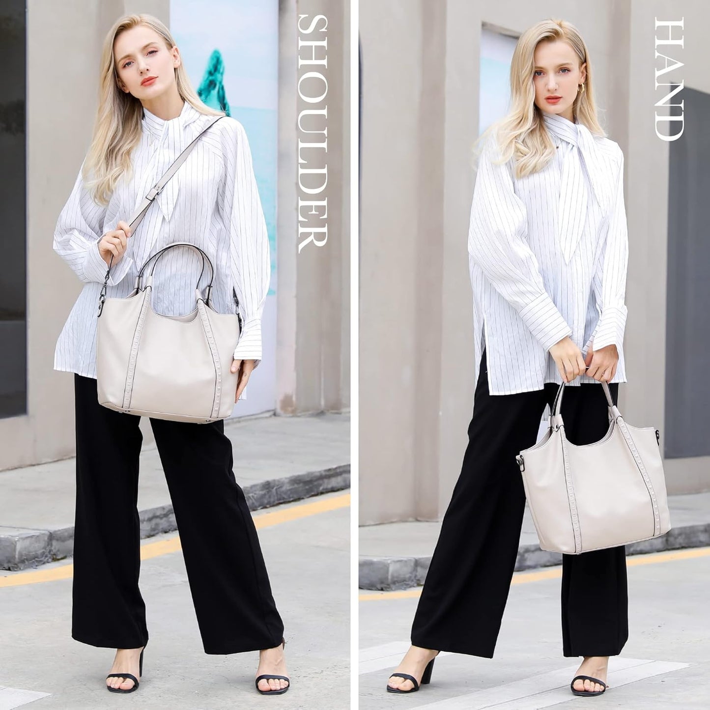 Guscio Italy 171077 [Fashion Magazine oggi.jp Featured] Tote Bag 【2-Piece Set with Pochette】 A4 & PC Storage Shoulder Included On/Off Use High-Quality PU Leather Recruit Commute Business Women's Italy