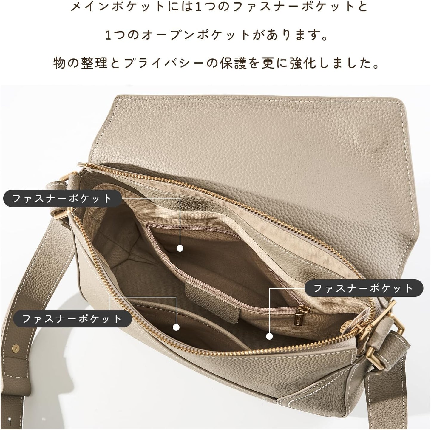 MFFOR Women's Shoulder Bag, Genuine Leather, Handbag, Large Capacity, 2 Belts, Business Bag, Shoulder Bag, Handheld, High Visibility, Office, Work, Simple, Casual, Stylish, Popular