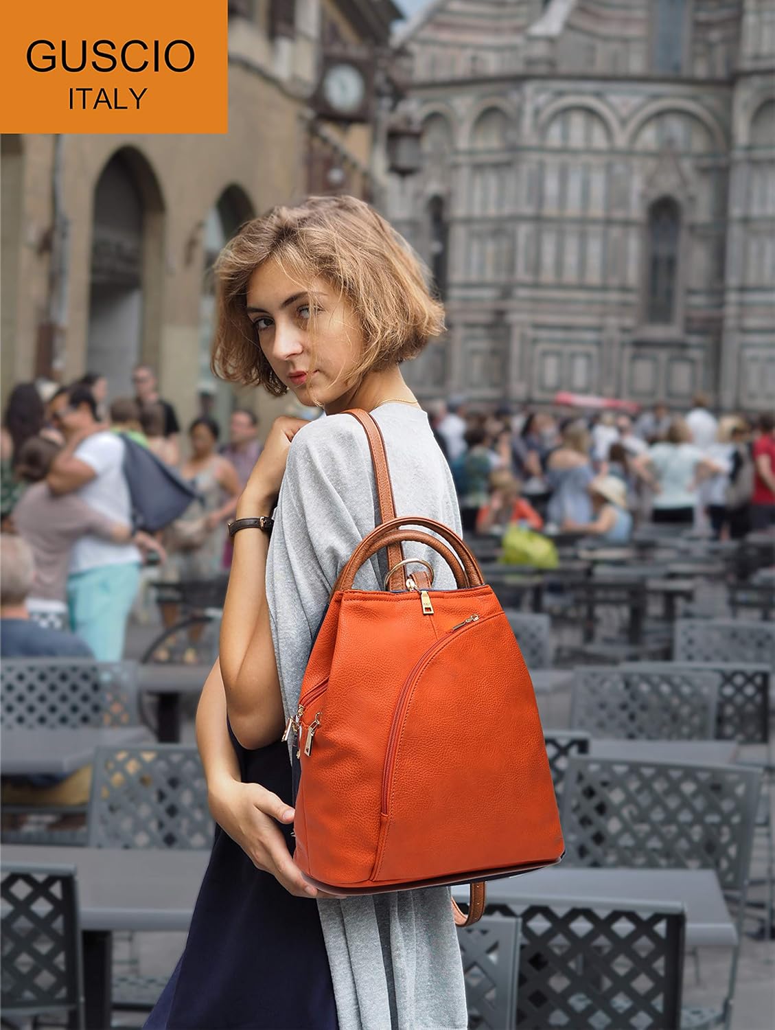 Guscio Basic 120406 Leather-like 3-Way Bag, Backpack x Shoulder Bag x Handbag, Women's, Stylish, Multifunctional