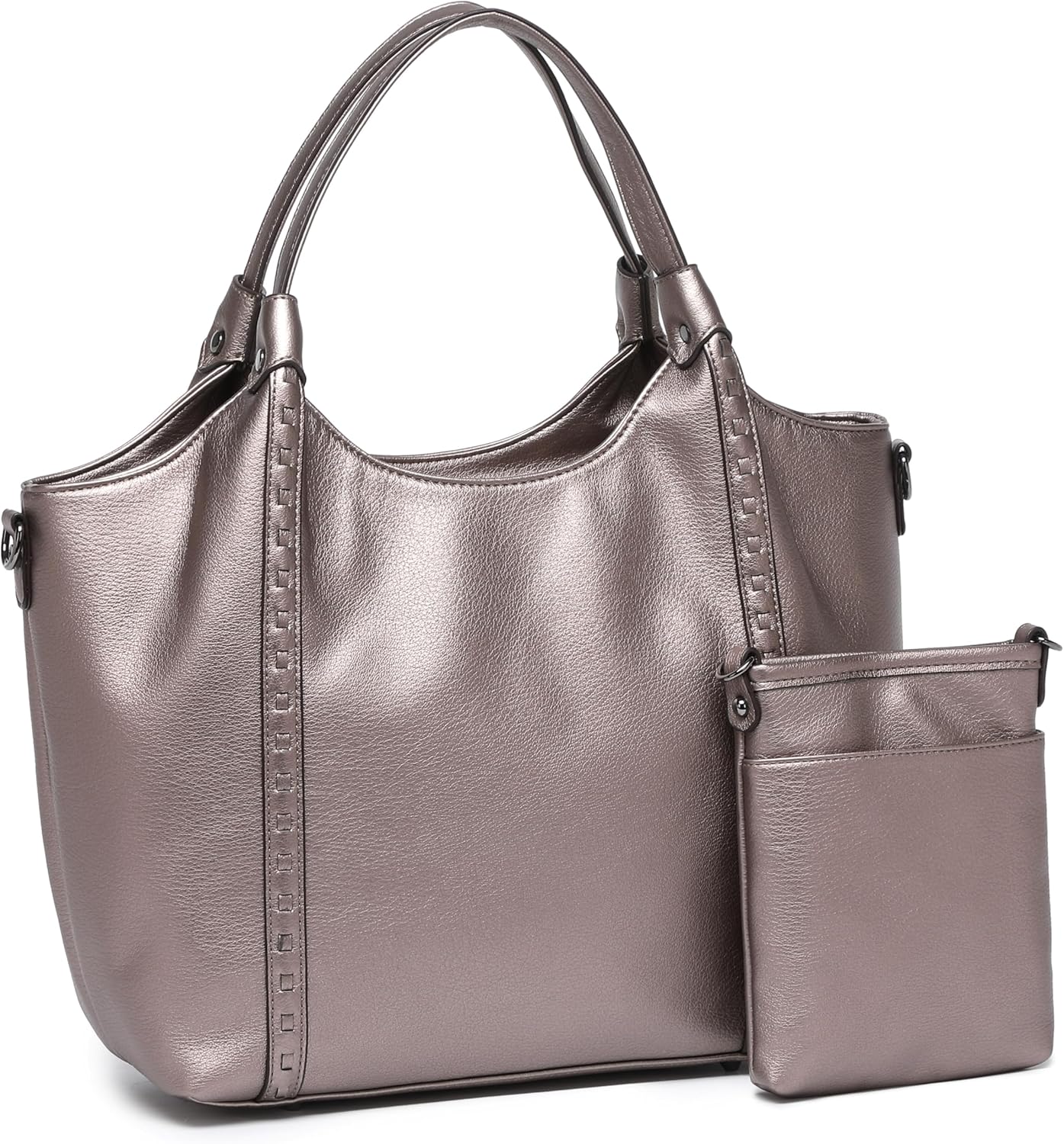 Guscio Italy 171077 [Fashion Magazine oggi.jp Featured] Tote Bag 【2-Piece Set with Pochette】 A4 & PC Storage Shoulder Included On/Off Use High-Quality PU Leather Recruit Commute Business Women's Italy