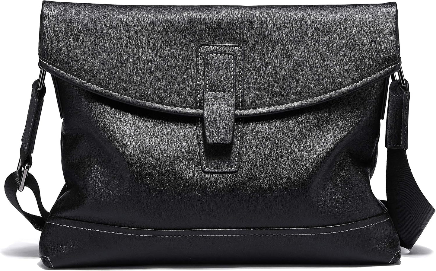 FSD.WG Men's Shoulder Bag, Messenger Bag, Genuine Leather, black a