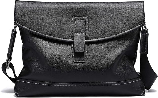 FSD.WG Men's Shoulder Bag, Messenger Bag, Genuine Leather, black a