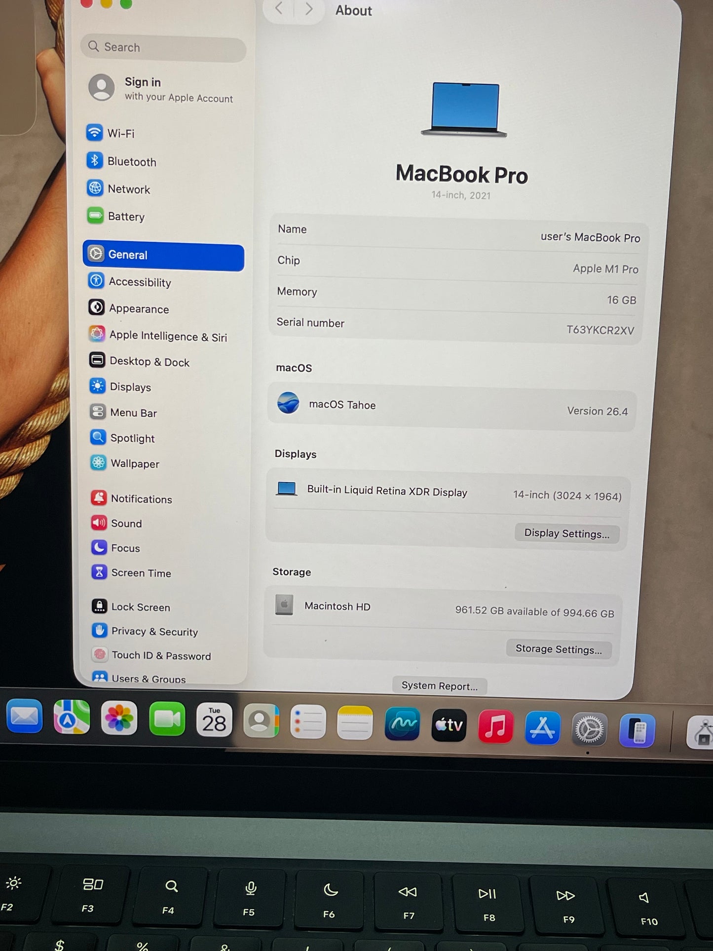 MacBook Pro CPU M1 Pro 14 inch